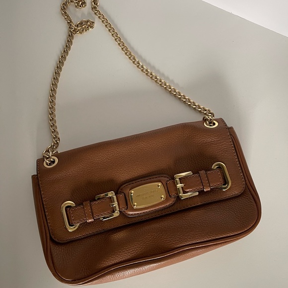 Michael Kors Gold Chain Leather Shoulder Bag - Picture 9 of 9